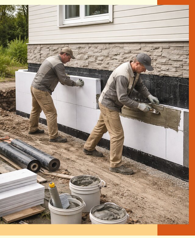 Утепление фундамента снаружи в Благовещенске от 4266 руб. за м² | ТепломастерБгн