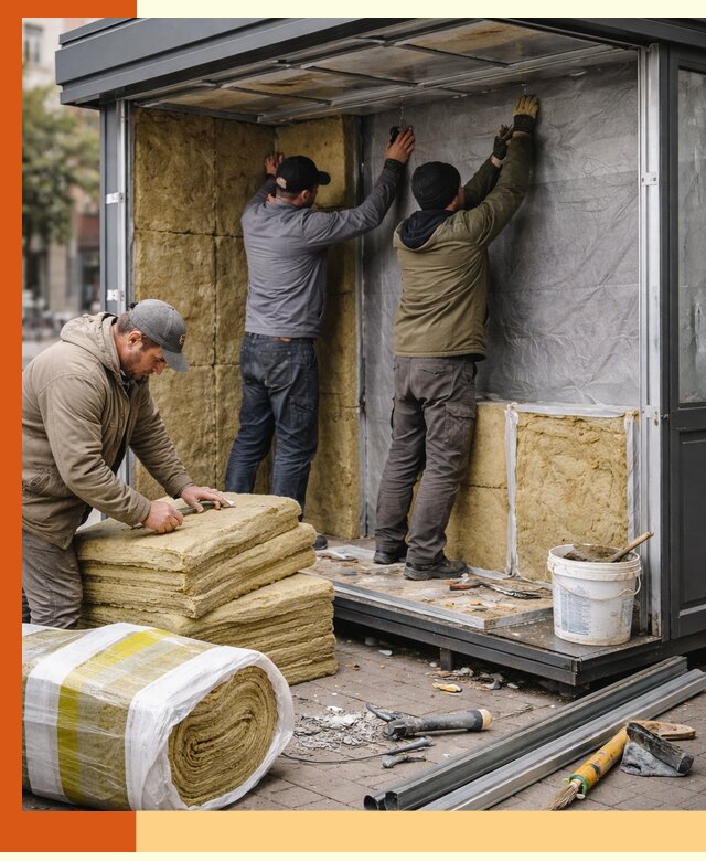 Утепление павильона шаурмы под ключ в Благовещенске