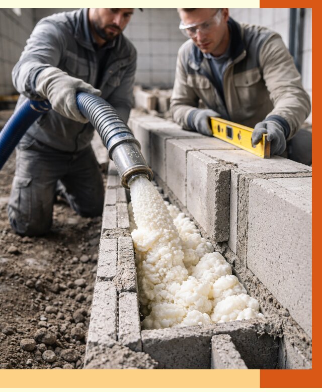 Заполнение колодцевой кладки ППУ в Благовещенске от 4266 руб. за м2 | ТепломастерБгн